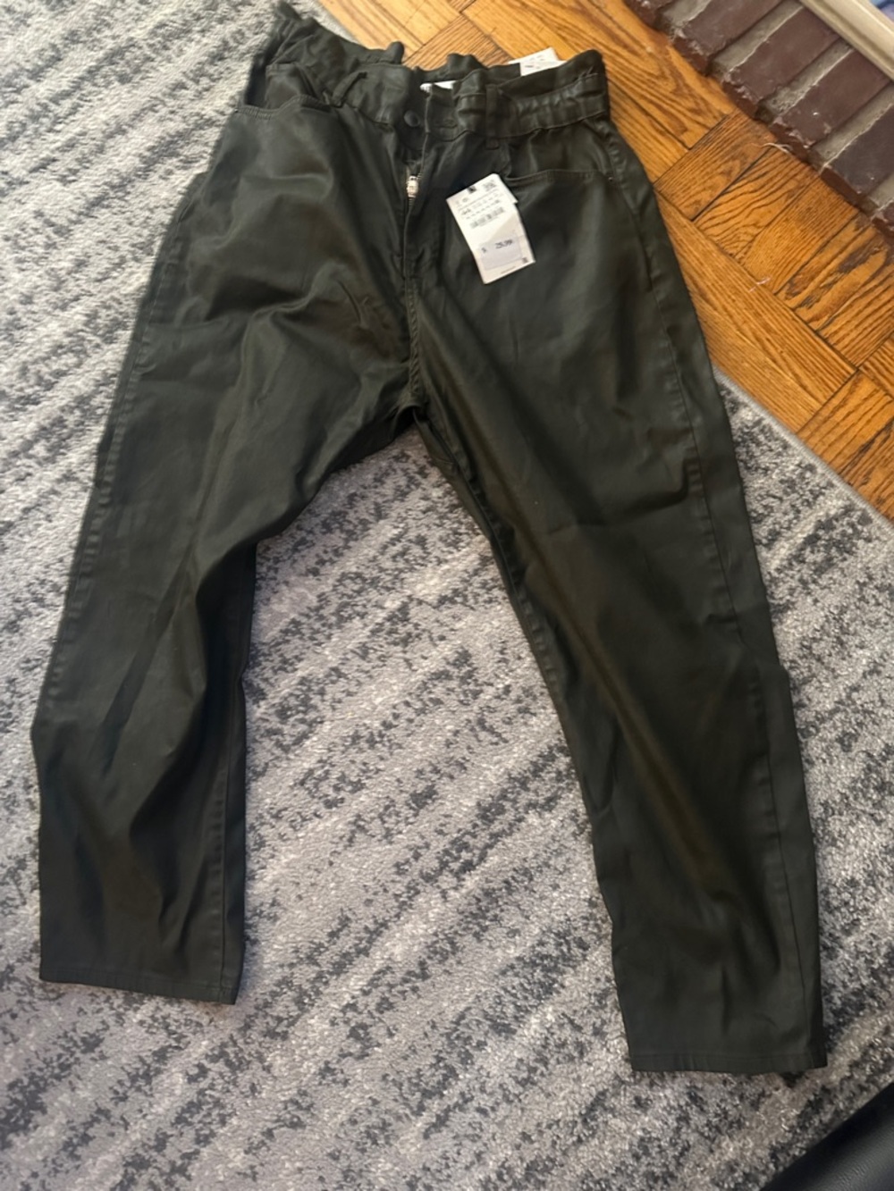 Zara Olive Green Paperbag Waist Chinos